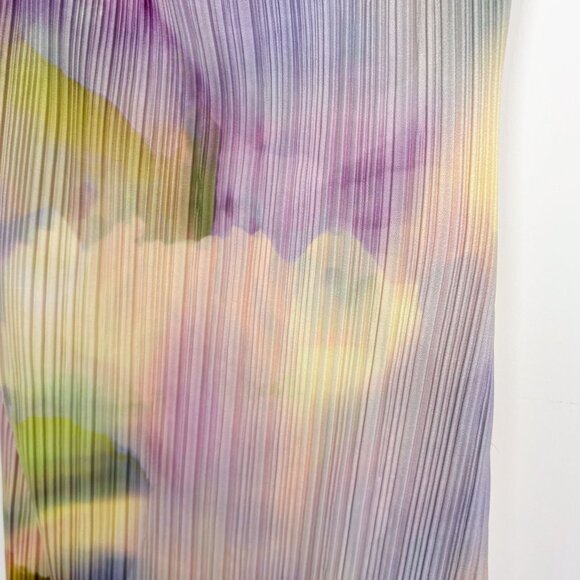 PrettyLittleThing Womens Watercolour Plissé Maxi Dress Multi Pastel Size 4 Cowl - Picture 6 of 8